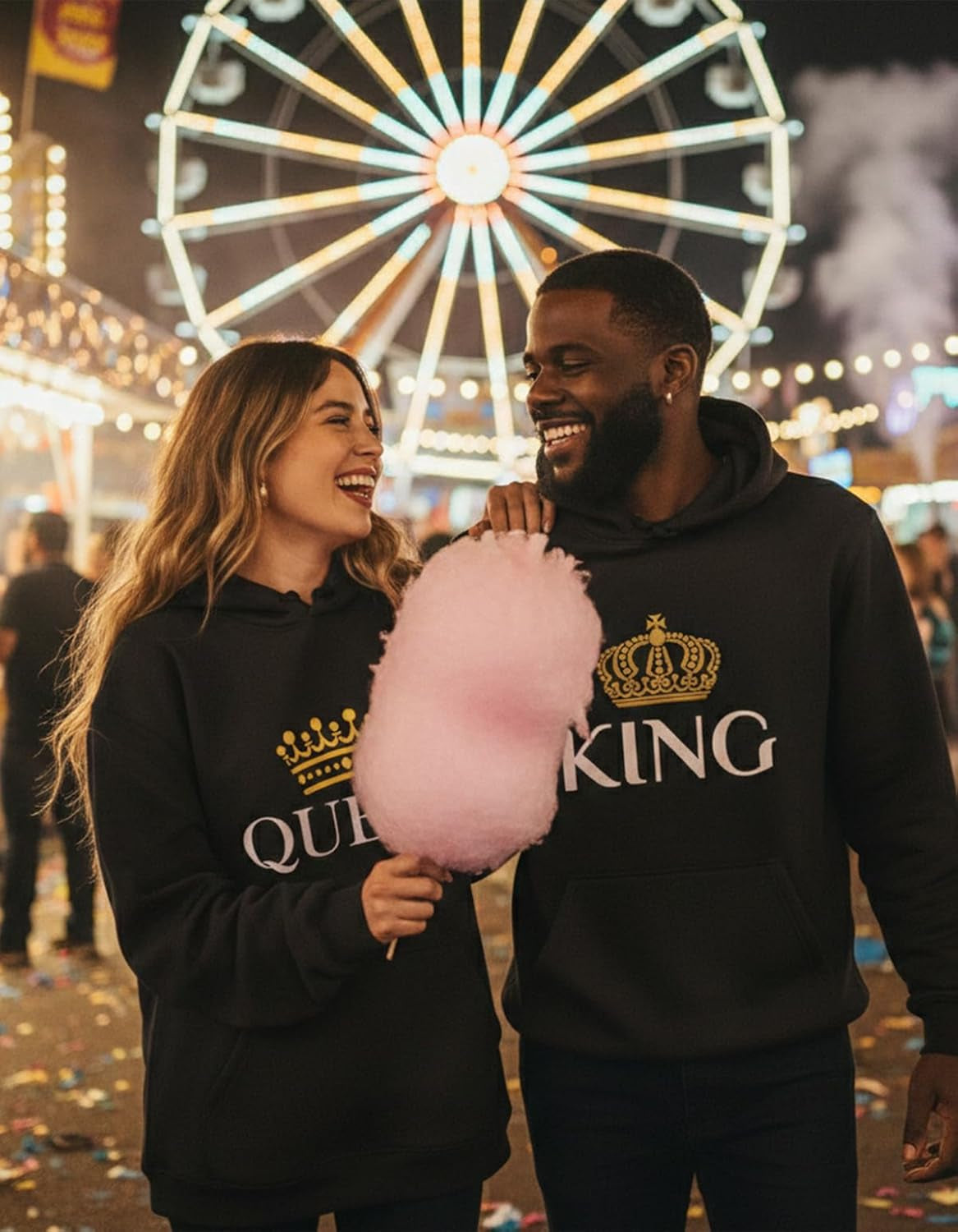 King and Queen Hoodies Set for His and Hers Sweatshirts Matching Couple Hoodies